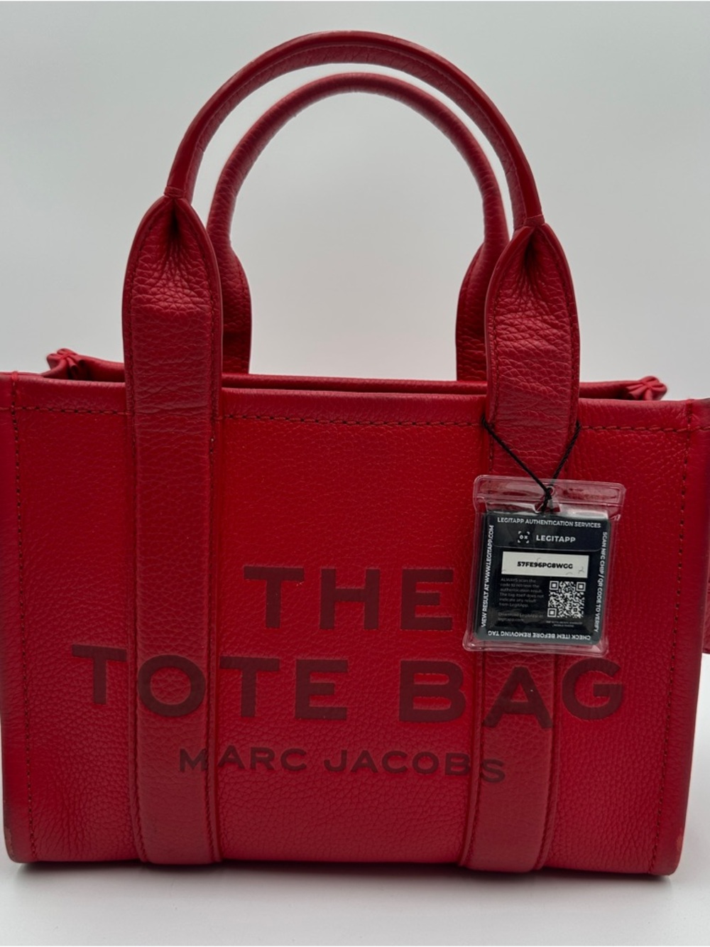 Marc Jacobs Red Pebbled Leather The Tote Bag w/COA